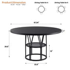 Table à manger ronde moderne à 7 pieds, table de cuisine robuste de 42 pouces pour coin petit-déjeuner, appartement ou bureau à domicile, 4 à 6 places