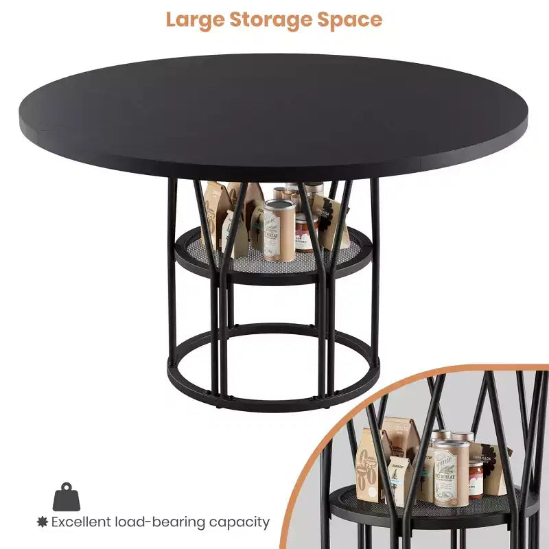 Modern 7-Leg Round Dining Table, 42 Inch Sturdy Kitchen Table for Breakfast Nook, Apartment, or Home Office, Seats 4-6