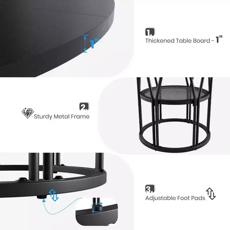 Modern 7-Leg Round Dining Table, 42 Inch Sturdy Kitchen Table for Breakfast Nook, Apartment, or Home Office, Seats 4-6