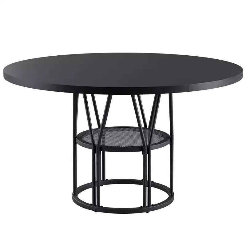 Modern 7-Leg Round Dining Table, 42 Inch Sturdy Kitchen Table for Breakfast Nook, Apartment, or Home Office, Seats 4-6