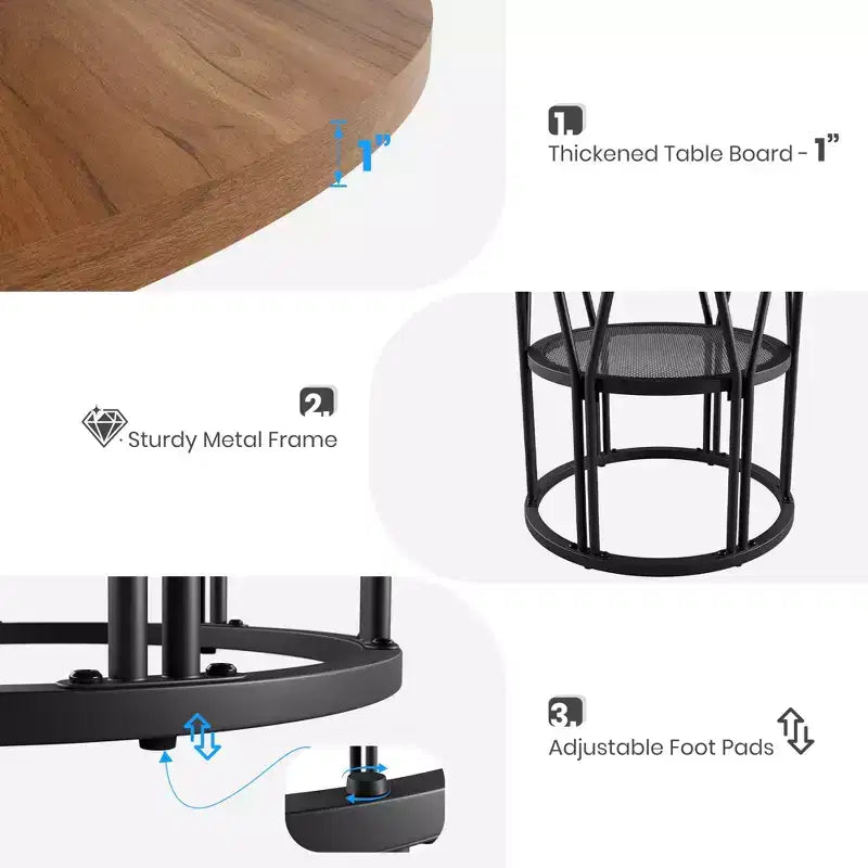 Modern 7-Leg Round Dining Table, 42 Inch Sturdy Kitchen Table for Breakfast Nook, Apartment, or Home Office, Seats 4-6