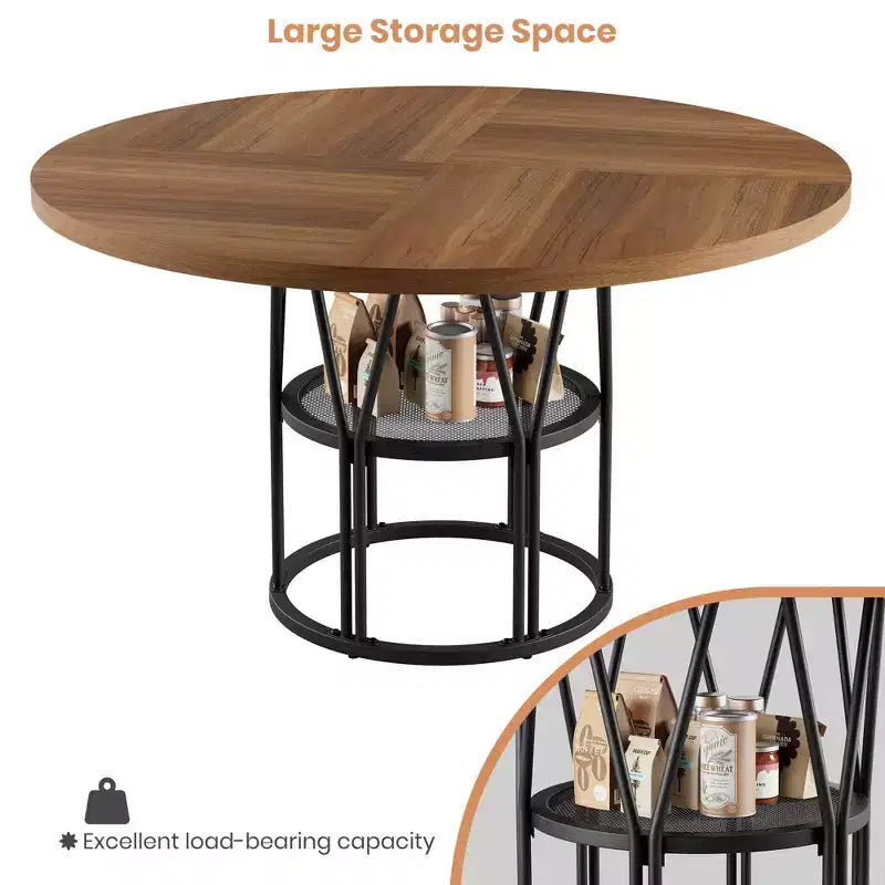 Modern 7-Leg Round Dining Table, 42 Inch Sturdy Kitchen Table for Breakfast Nook, Apartment, or Home Office, Seats 4-6