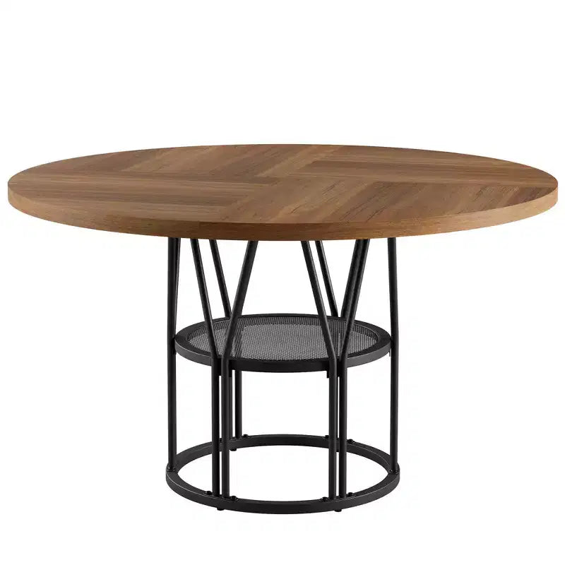 Modern 7-Leg Round Dining Table, 42 Inch Sturdy Kitchen Table for Breakfast Nook, Apartment, or Home Office, Seats 4-6