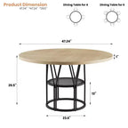 Table à manger ronde moderne à 7 pieds, table de cuisine robuste de 42 pouces pour coin petit-déjeuner, appartement ou bureau à domicile, 4 à 6 places