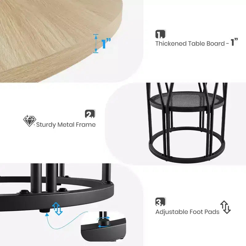 Modern 7-Leg Round Dining Table, 42 Inch Sturdy Kitchen Table for Breakfast Nook, Apartment, or Home Office, Seats 4-6