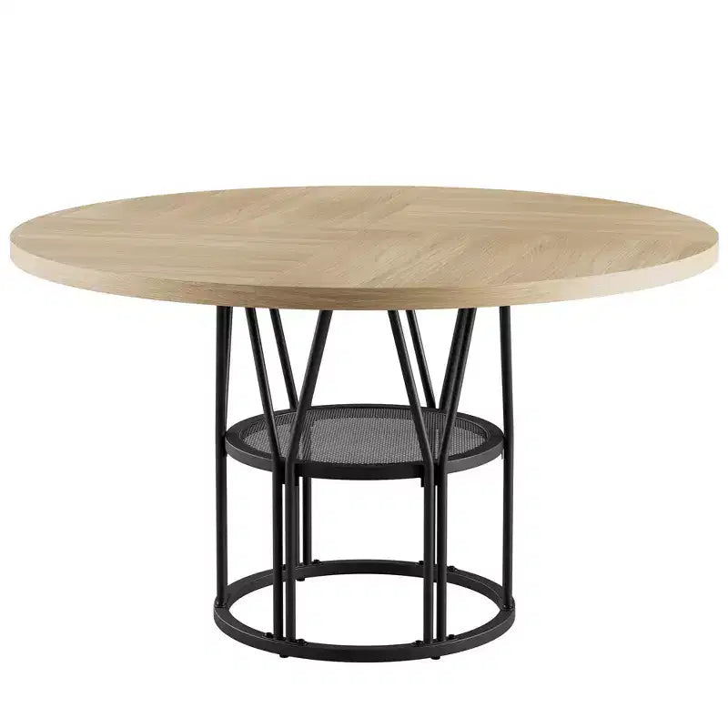 Modern 7-Leg Round Dining Table, 42 Inch Sturdy Kitchen Table for Breakfast Nook, Apartment, or Home Office, Seats 4-6