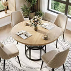 Table à manger ronde moderne à 7 pieds, table de cuisine robuste de 42 pouces pour coin petit-déjeuner, appartement ou bureau à domicile, 4 à 6 places