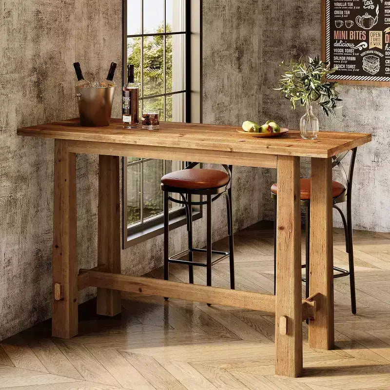 63-Inch Solid Wood Bar Height Pub Table for Kitchen, Café or Restaurant
