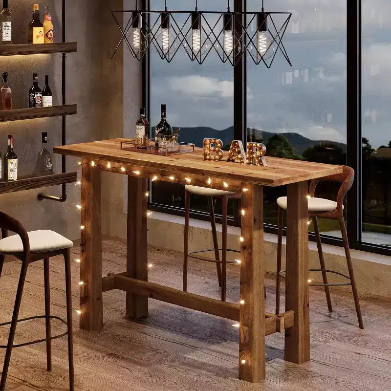 63-Inch Solid Wood Bar Height Pub Table for Kitchen, Café or Restaurant