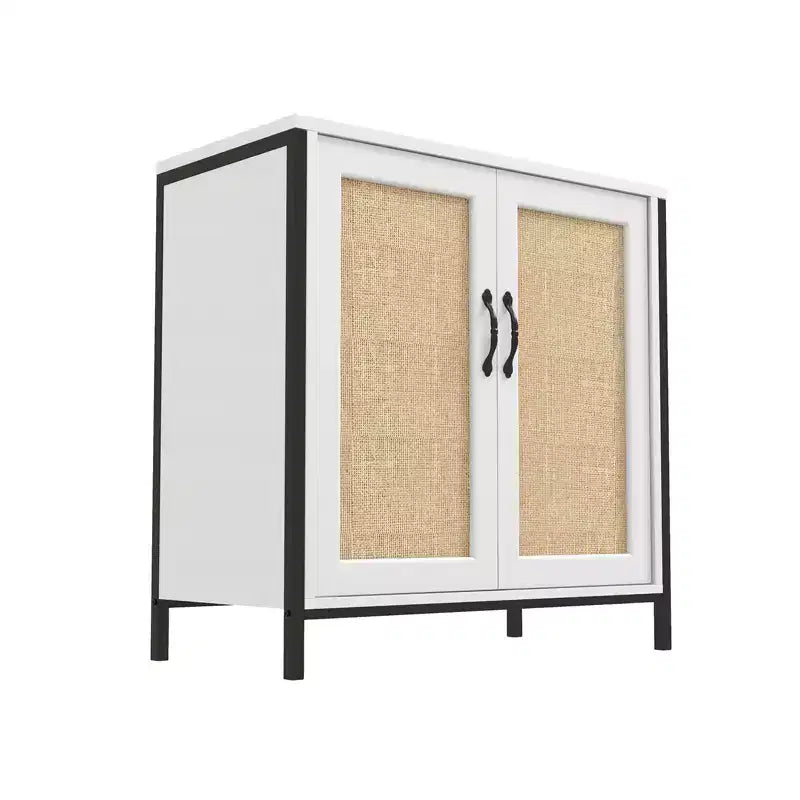 Sideboard Buffet , Storage Cabinet for Dining Room, Living Room, Entryway Storage Spacious Storage Cabinet with 2 Rattan Decorated Doors,