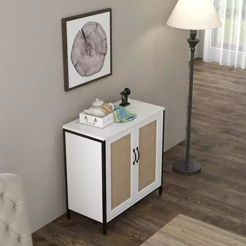Sideboard Buffet Storage Cabinet with 2 Rattan Decorated Doors
