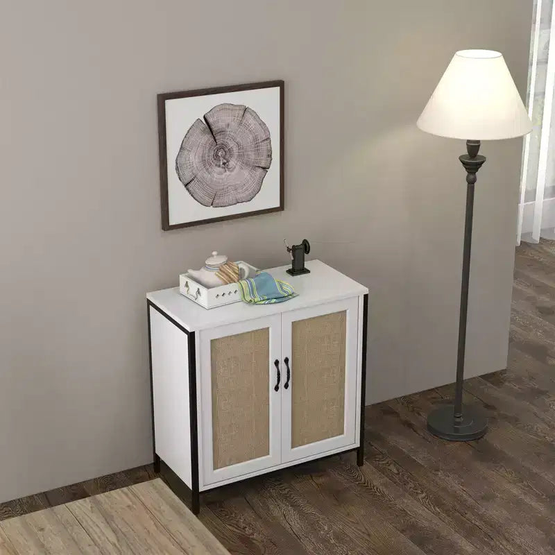 Sideboard Buffet Storage Cabinet with 2 Rattan Decorated Doors