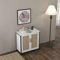 Sideboard Buffet Storage Cabinet with 2 Rattan Decorated Doors