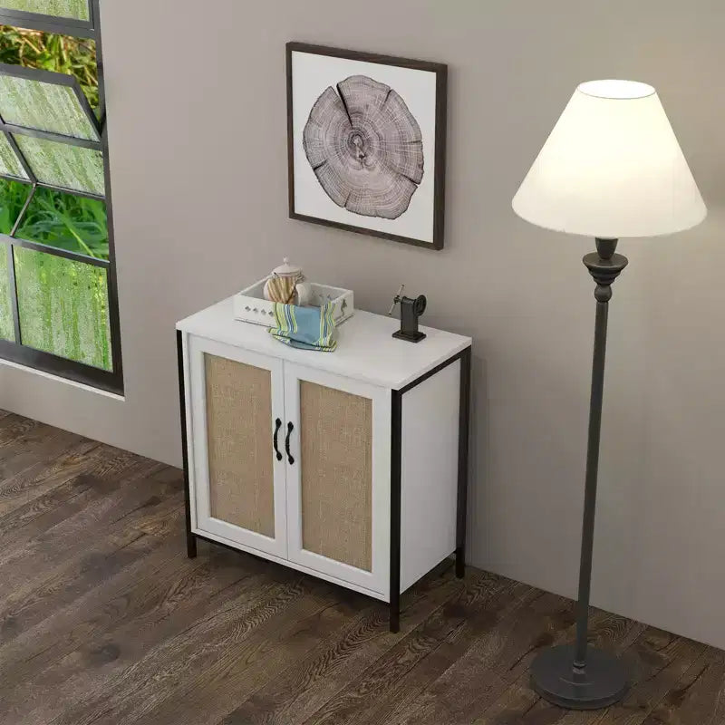 Sideboard Buffet Storage Cabinet with 2 Rattan Decorated Doors