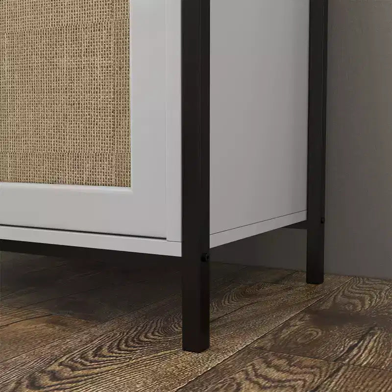 Sideboard Buffet Storage Cabinet with 2 Rattan Decorated Doors