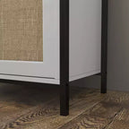 Meuble de rangement buffet avec 2 portes décorées en rotin