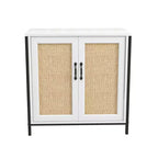 Meuble de rangement buffet avec 2 portes décorées en rotin