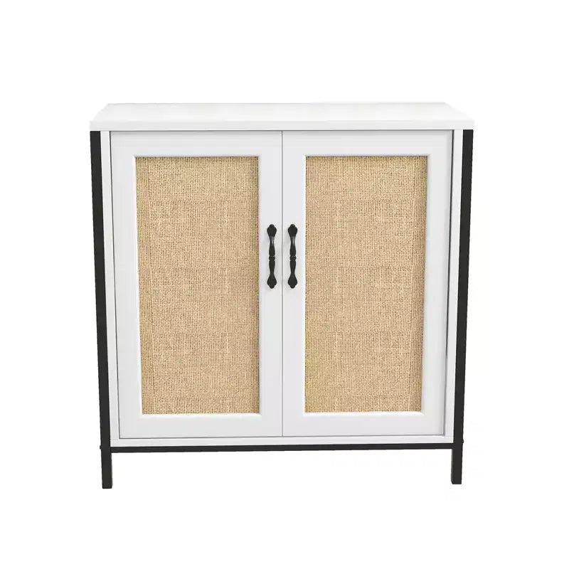 Sideboard Buffet Storage Cabinet with 2 Rattan Decorated Doors