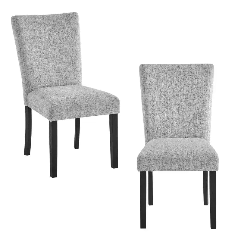 HomeRoots Set of Two Light Gray and Black Upholstered Fabric And Wood Dining Side Chairs