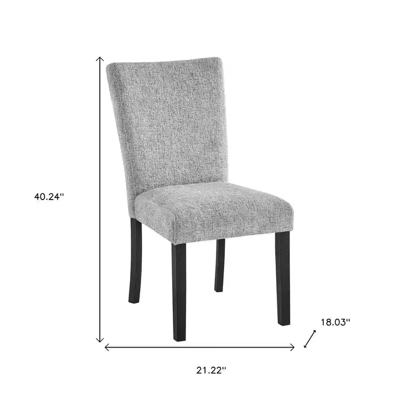 Set of Two Light Gray and Black Upholstered Dining Side Chairs