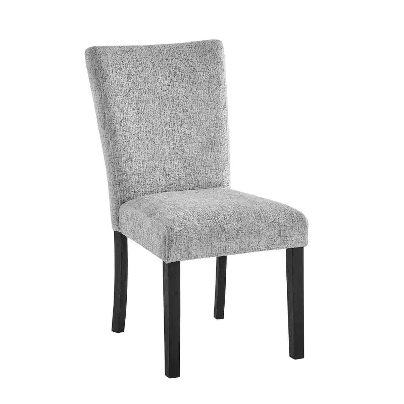 Set of Two Light Gray and Black Upholstered Dining Side Chairs