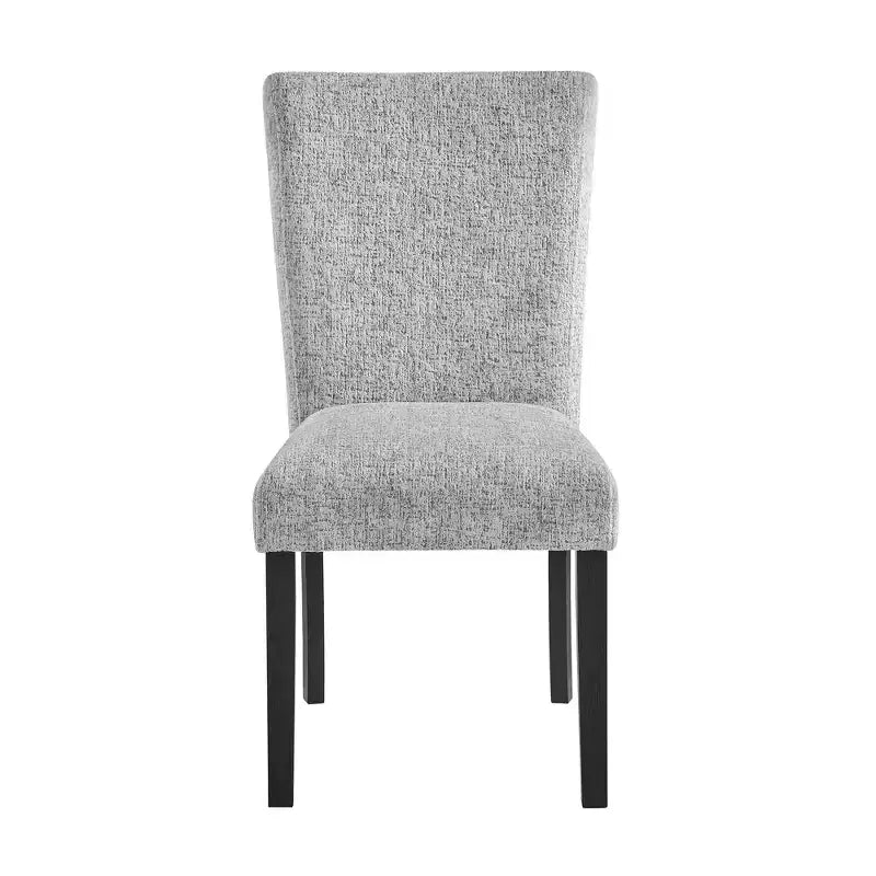 Set of Two Light Gray and Black Upholstered Dining Side Chairs