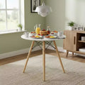 FurnitureR Round Dining Table 31.5 Inch for 2-4 Person, Stylish Circle Table with Wooden Legs for Home Kitchen, Cafs, Leisure Rooms, White