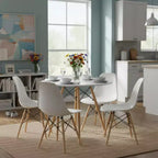 Table à manger ronde de 80 cm pour 2 à 4 personnes, table circulaire élégante avec pieds en bois pour cuisine, cafés, salles de loisirs, blanc