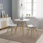Table à manger ronde de 80 cm pour 2 à 4 personnes, table circulaire élégante avec pieds en bois pour cuisine, cafés, salles de loisirs, blanc
