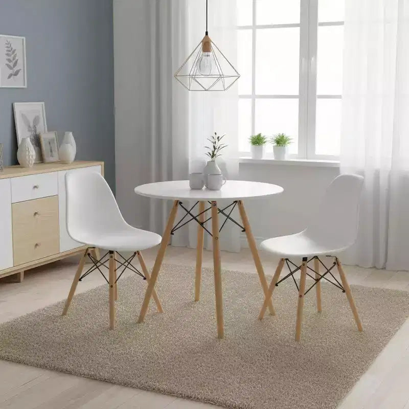 Round Dining Table 31.5 Inch for 2-4 Person, Stylish Circle Table with Wooden Legs for Home Kitchen, Cafés, Leisure Rooms, White