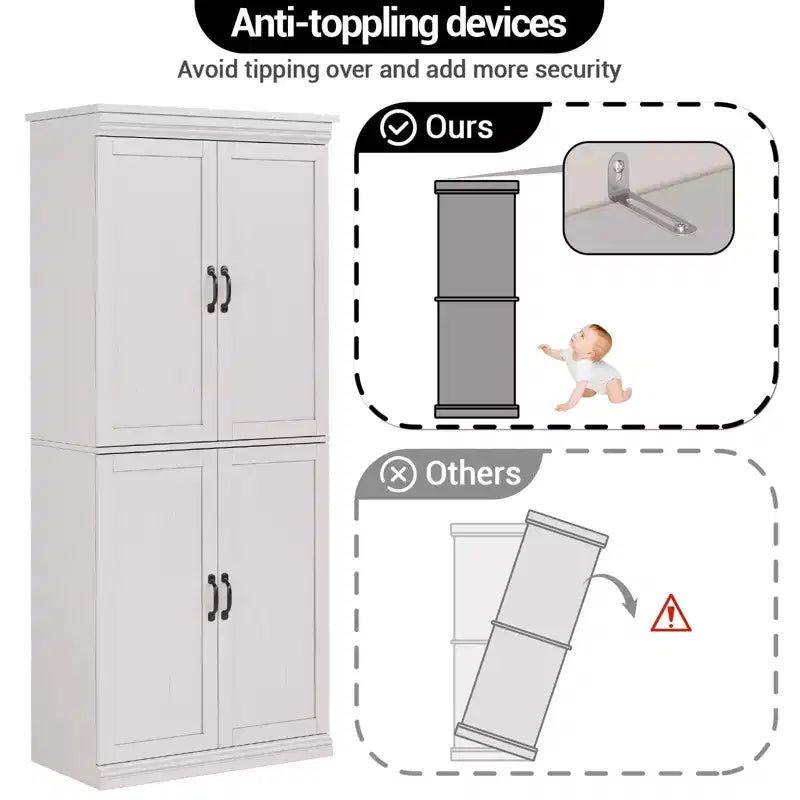 Freestanding Kitchen Pantry Storage Cabinet, 70 in Cupboard with Doors and Adjustable Shelves