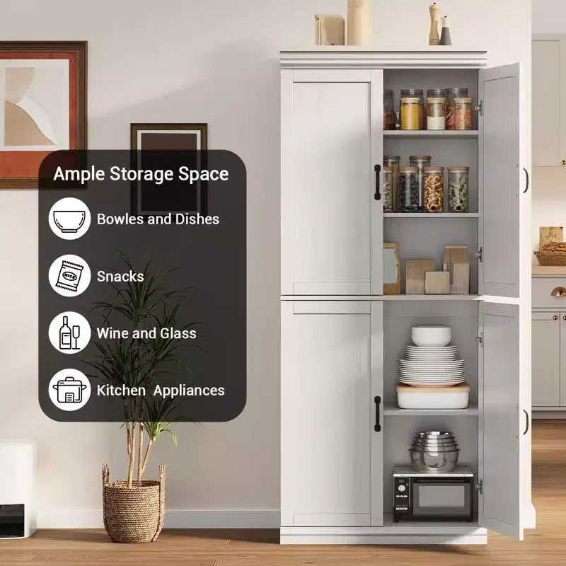 Freestanding Kitchen Pantry Storage Cabinet, 70 in Cupboard with Doors and Adjustable Shelves