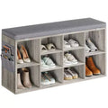 GustoWave 2-in-1 Entryway Shoe Bench with Storage & Cushioned Seat | Wooden Shoe Rack Organizer with Adjustable Shelves & Side Pockets, Gray