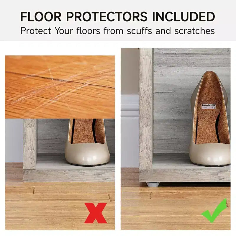 Entryway Shoe Bench with Storage & Cushioned Seat | Wooden Shoe Rack Organizer with Adjustable Shelves & Side Pockets, Gray