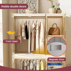 Armoire de rangement portable avec 6 portes magnétiques, 6 cubes et 2 tringles de suspension, blanche