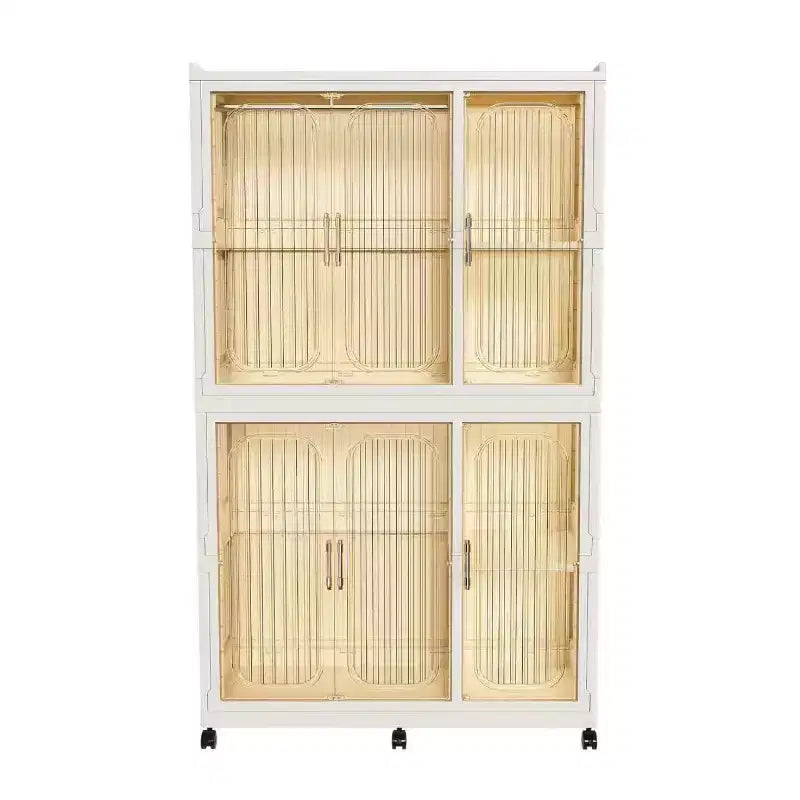 Portable Wardrobe Closet Organizer with 6 Magnetic Doors, 6 Cubes & 2 Hanging Rods, White