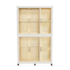 Armoire de rangement portable avec 6 portes magnétiques, 6 cubes et 2 tringles de suspension, blanche