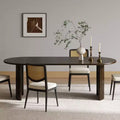 PexFix 79 Oval Dining Table for 6-8 with Arc-Shaped Edge Top and Stripes Base Modern Farmhouse Kitchen Table for Living Room Dining Room Walnut