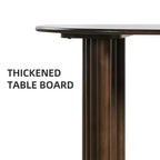Table à manger ovale de 200 cm pour 6 à 8 personnes avec plateau à bord incurvé et piètement rayé, table de cuisine moderne de style ferme pour salle à manger