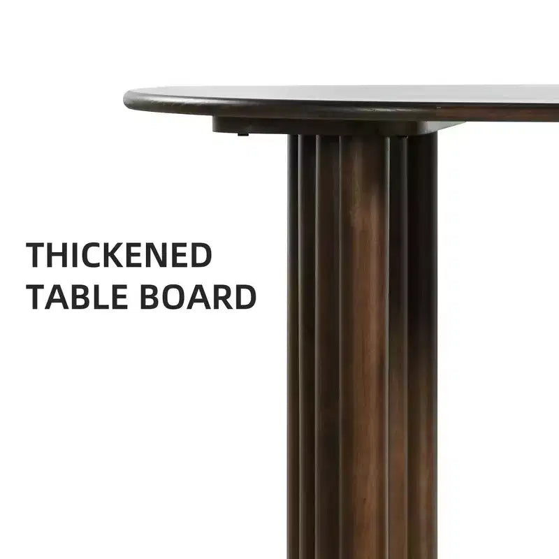 79" Oval Dining Table for 6-8 with Arc-Shaped Edge Top and Striped Base, Modern Farmhouse Kitchen Table for Dining Room