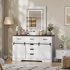 Commode à 6 tiroirs avec miroir de courtoisie à LED | Style rustique moderne