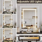 Commode à 6 tiroirs avec miroir de courtoisie à LED | Style rustique moderne