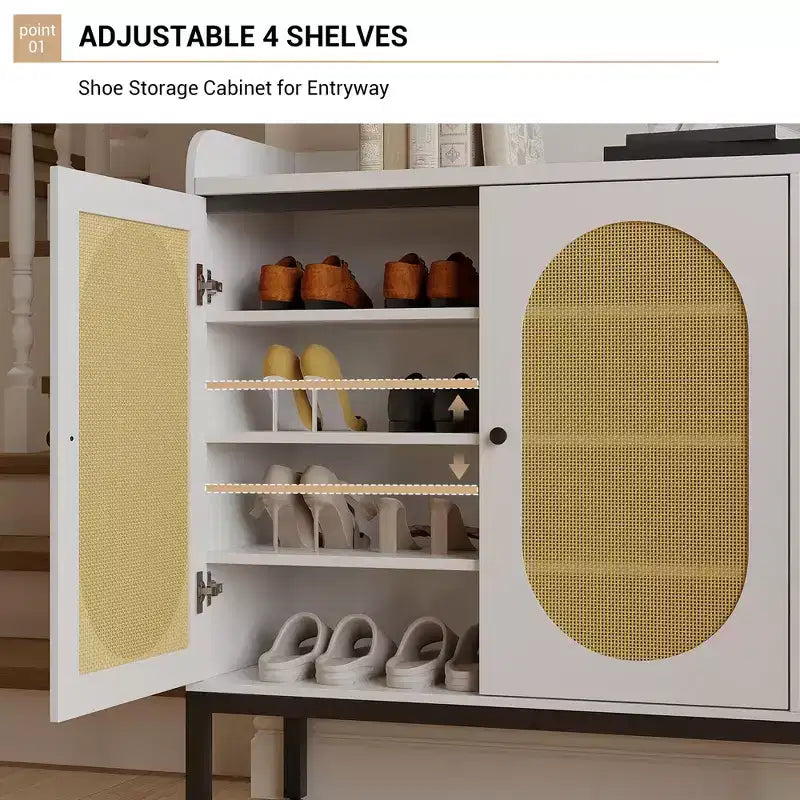 8-Tier Shoe Cabinet with 3 Doors, Freestanding Shoe Storage Organizer with Adjustable Shelves