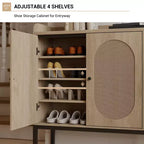 Meuble à chaussures 8 niveaux avec 3 portes, organisateur de rangement de chaussures autoportant avec étagères réglables
