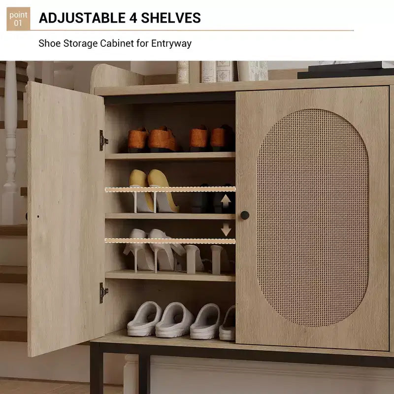 8-Tier Shoe Cabinet with 3 Doors, Freestanding Shoe Storage Organizer with Adjustable Shelves