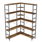 5-Tiers Bookcase , Open Bookcase L-Shaped Bookshelf with Curved Panels,,Living Room, Office