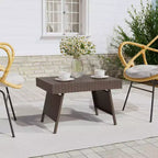 Side Table Brown PE rattan, Powder-coated steel Compact Foldable