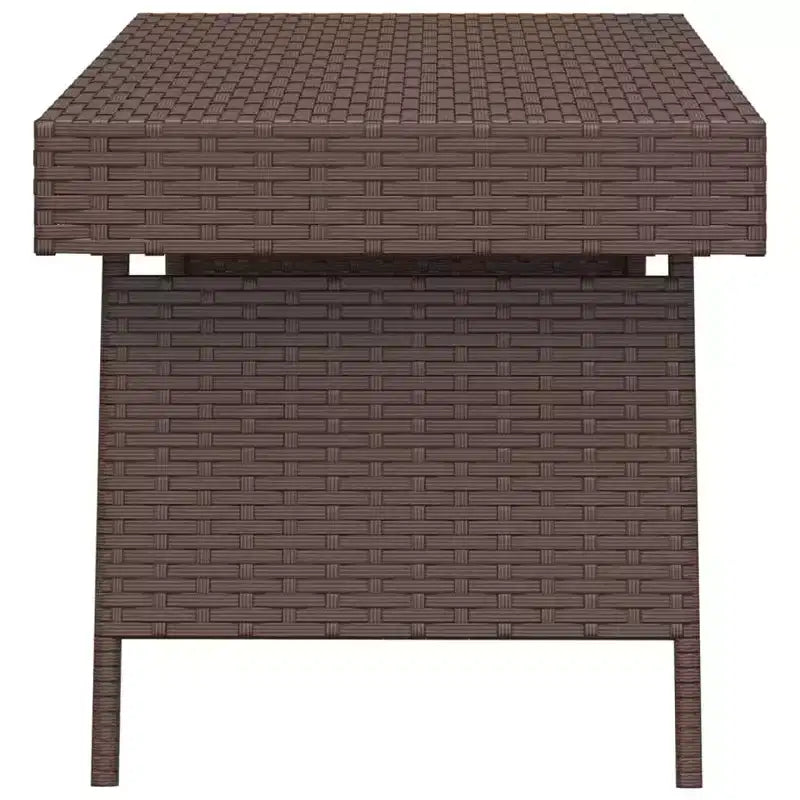 Side Table Brown PE Rattan, Powder-Coated Steel, Compact Foldable