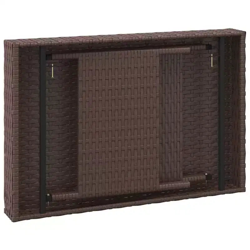 Side Table Brown PE Rattan, Powder-Coated Steel, Compact Foldable