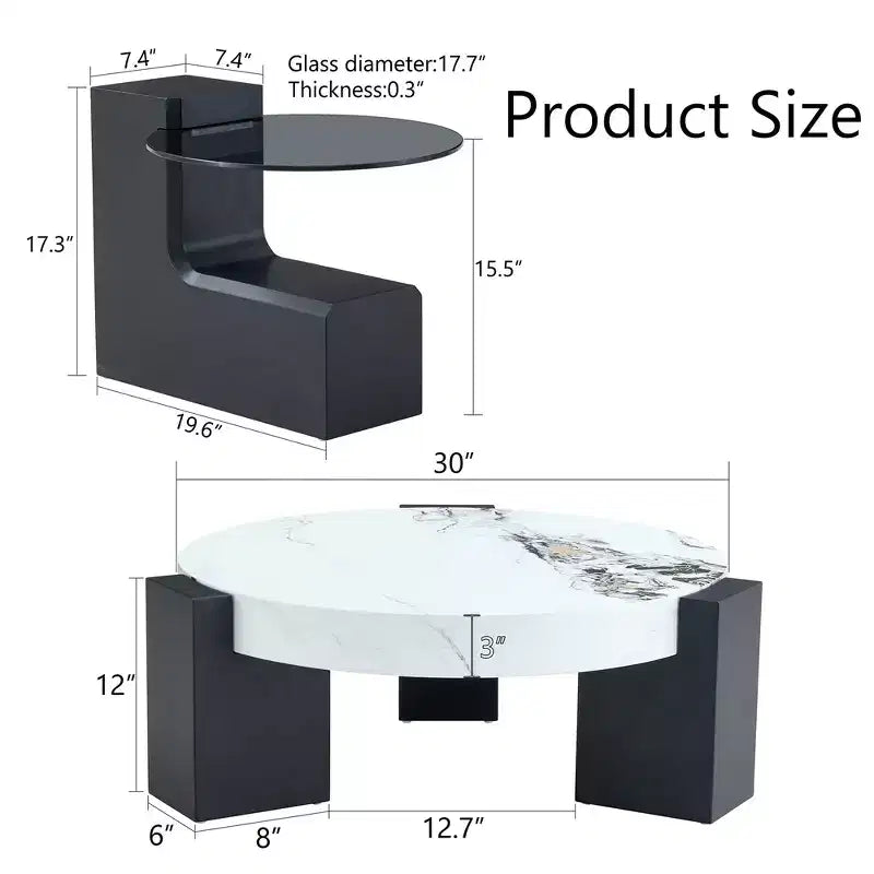 2-Tier Detachable Coffee Table, Space-Saving End Table for Living Room/Bedroom